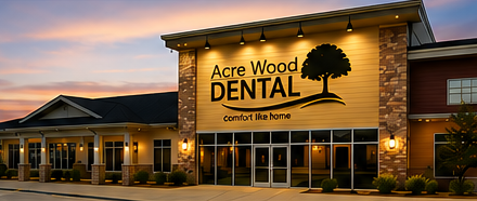 Acre Wood Dental practice exterior at sunset
